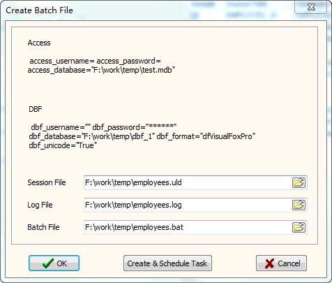 Convert Access to DBF - make batch file