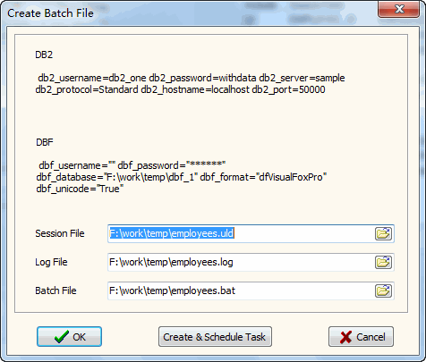 Convert DB2 to DBF - make batch file