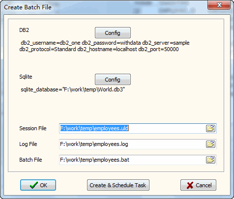 Convert DB2 to SQLite - make batch file