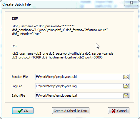 Convert DBF to DB2 - make batch file