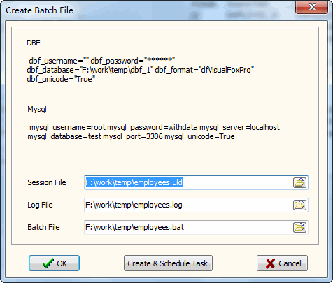 Convert DBF to MySQL - make batch file