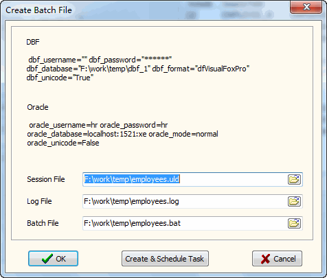 Convert DBF to Oracle - make batch file