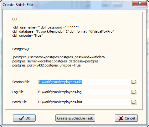 Convert DBF to PostgreSQL - make batch file