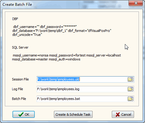 Convert DBF to SQL Server - make batch file