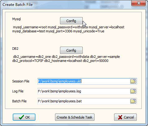 Convert MySQL to DB2 - make batch file