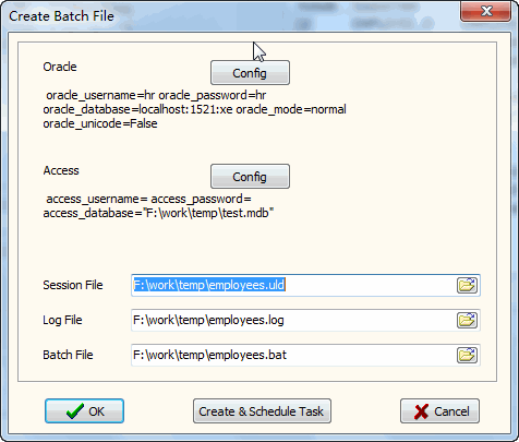 Convert Oracle to Access - make batch file