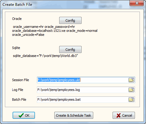 Convert Oracle to SQLite - make batch file