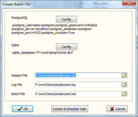 Convert PostgreSQL to SQLite - make batch file