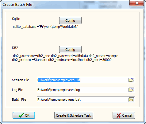 Convert SQLite to DB2 - make batch file