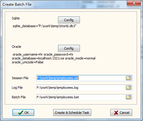 Convert SQLite to Oracle - make batch file