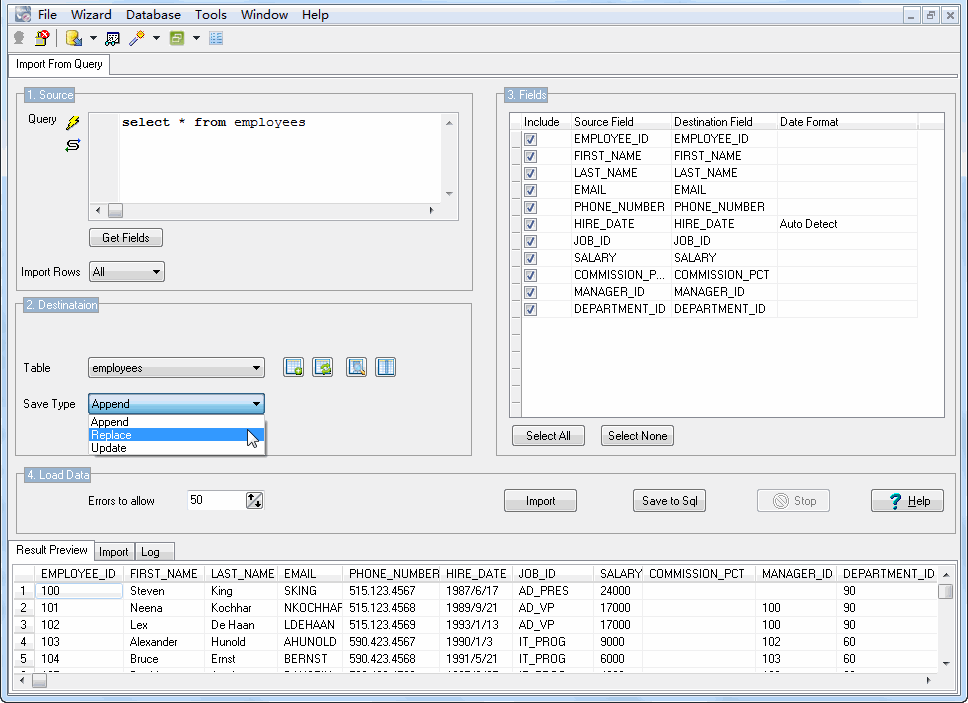 choice Access table to save data