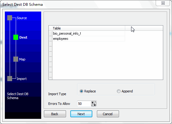 Access tables to import data