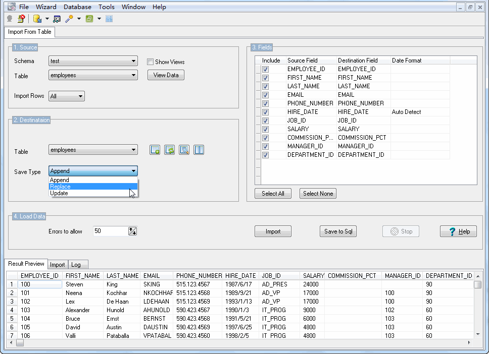 choice Access table to save data