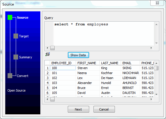 Import data from DB2 Query To MySQL Table - enter query