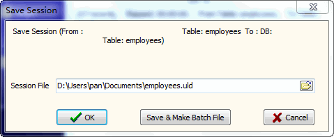 SQLite To Files - save session file