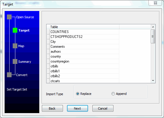 Import data from SQL Server Tables To Oracle Tables - target tables