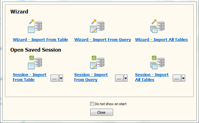 DB2 To Files - load session button