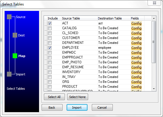 Bulk/Batch import data from Access to DB2 - select tables