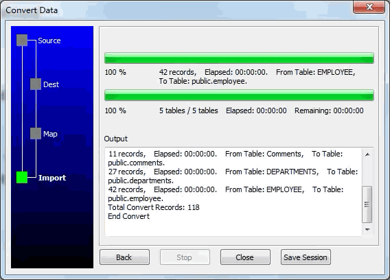 Batch import data from Access tables to PostgreSQL tables - batch import