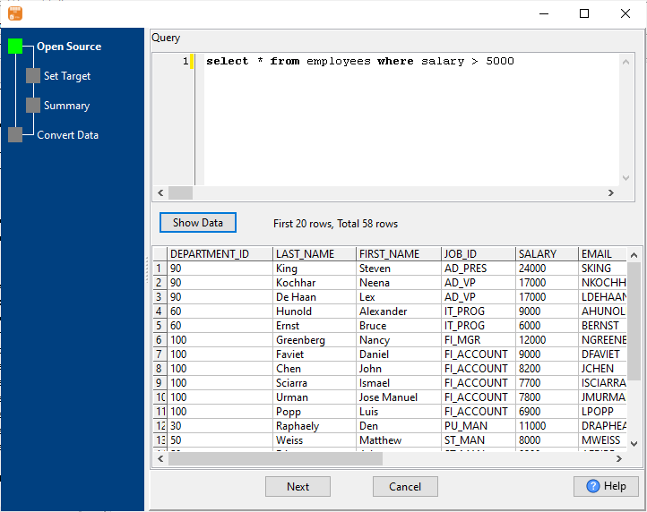 Generate excel report from PostgreSQL  Query - select query