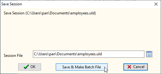 SQLite To Excel - save session file