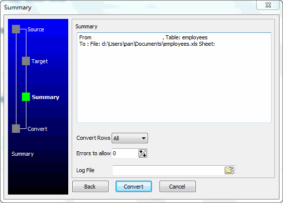 Export data from DB2 Table To Excel - summary