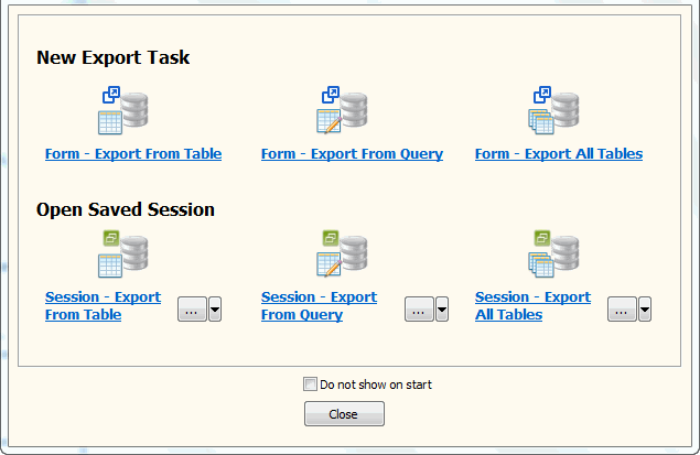 Export data from SQLite Table To Excel - task window