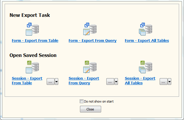 Export data from DBF Table To Excel - task window