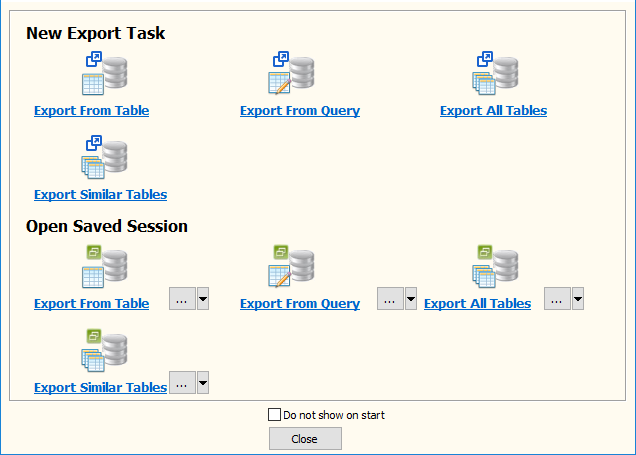 Export data from DBF  (dBase, FoxBase, FoxPro) Table To Excel File - task window