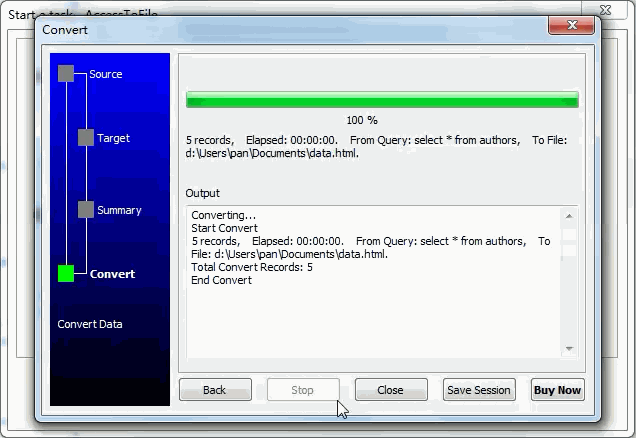 Dump data from PostgreSQL SQL Query To Html File - export