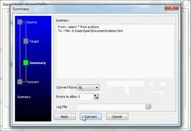 Convert data from PostgreSQL Query ResultSet To Html File - summary