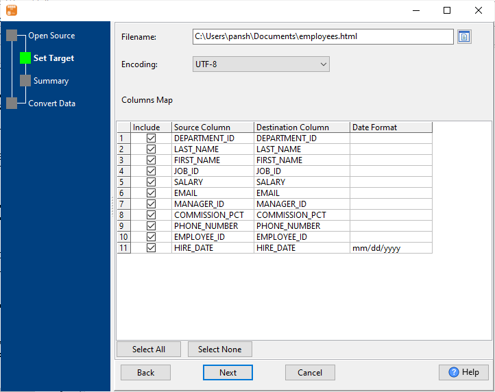 Export SQL Server query results to HTML