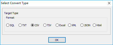 Export data from PostgreSQL Tables To Files - select file type