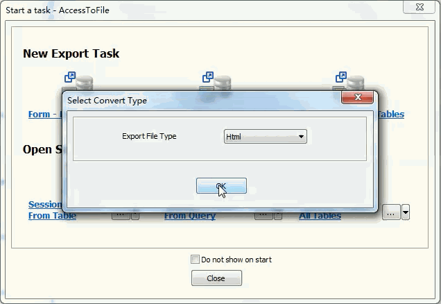 Export Query Results from PostgreSQL Table To Html File - select Html file type
