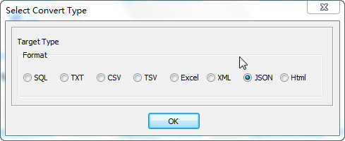 Export data from PostgreSQL  Table To JSON File - select JSON file type