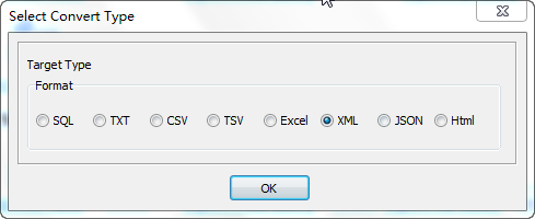 Export data from SQLite  Table To Xml File - select Xml file type