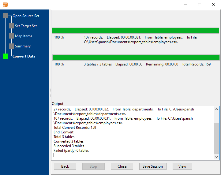 Dump data from SQLite  Tables To CSV Files - export