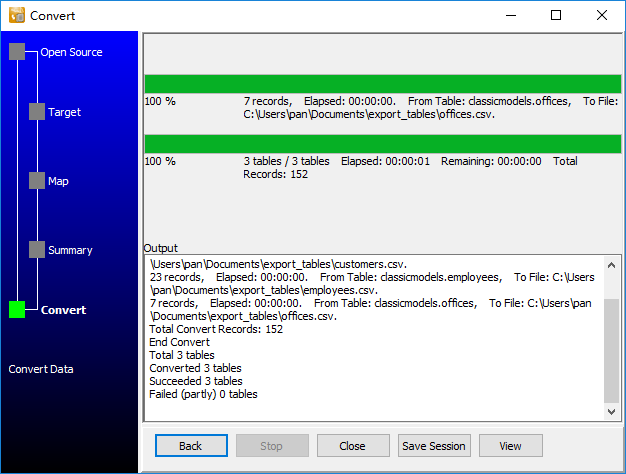 Export data from SQLite Tables To Files - export