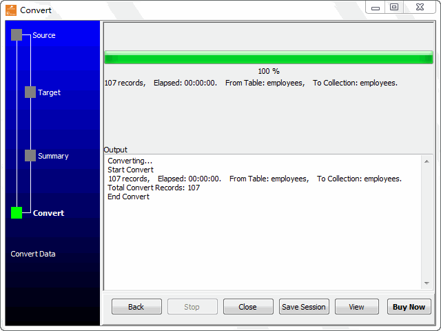 MySQL To MongoDB - convert by session