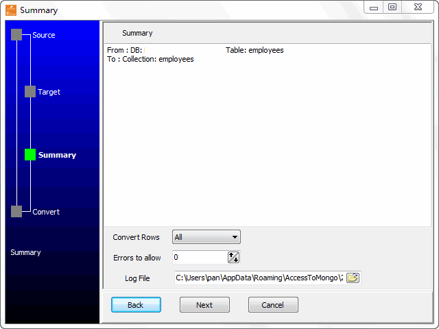 Import data from SQL Server Table To MongoDB Collection - summary