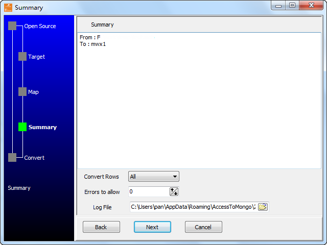 Batch import data from SQLite  tables to MongoDB collections - summary