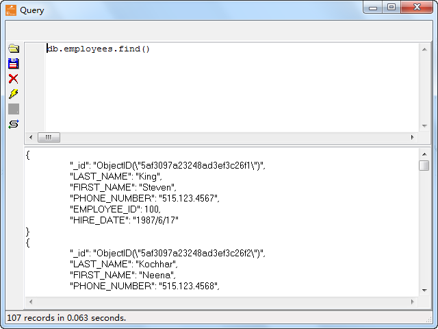 Export SQLite  query results to MongoDB collection - view collection