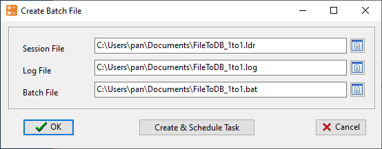 files to databases - create batch file