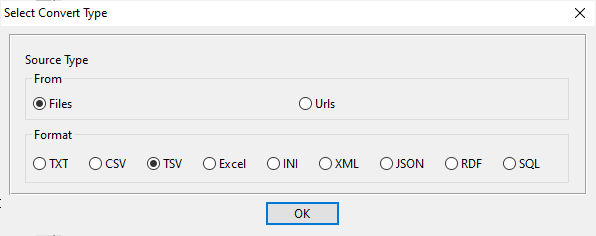 Import file data to Oracle table - select file type