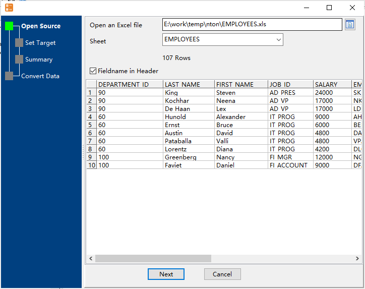 Upsert Data From Excel To SQLite  - open Excel file