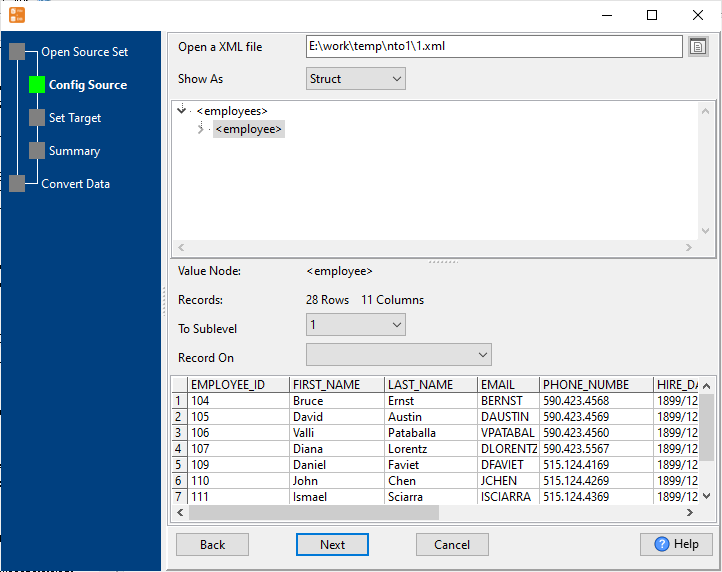 Batch import XML files data To SQLite  - config first file