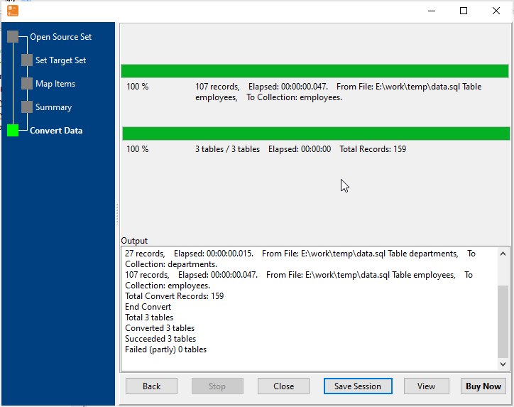 Import SQL data to MongoDB collections