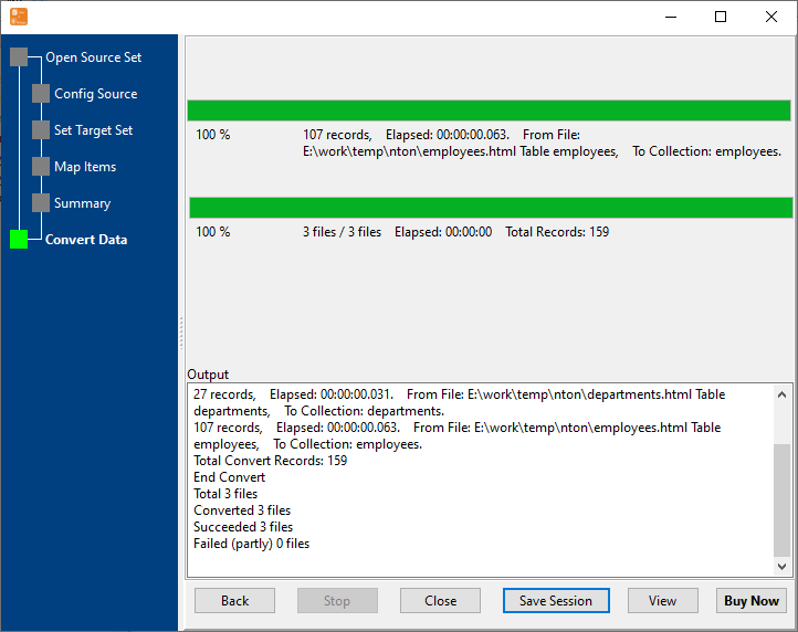 Batch Copy Data From HTML Files To MongoDB collections - import data