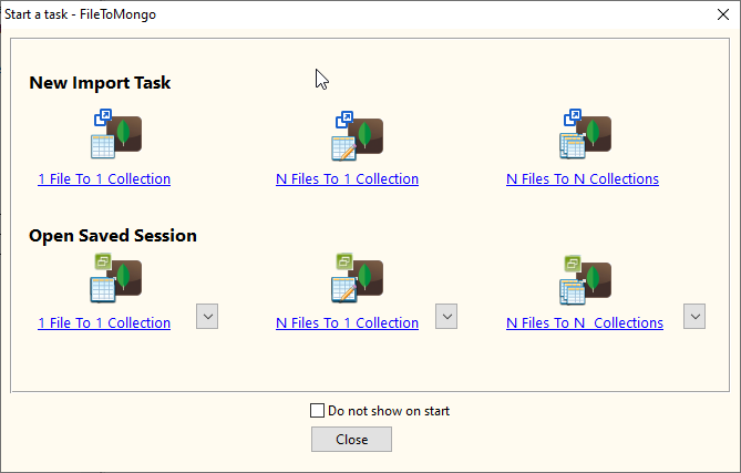 Import Data From File To MongoDB Collection - task window