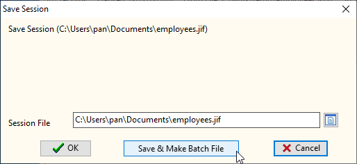 JSON To DBF - save session file